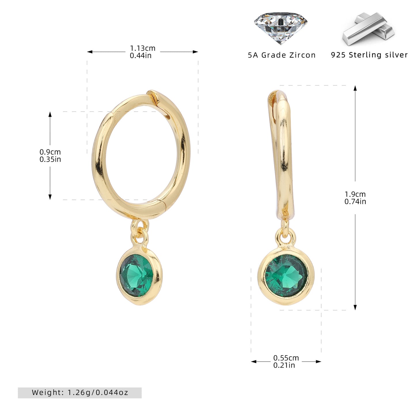 Birthstone  Round Gems Earrings