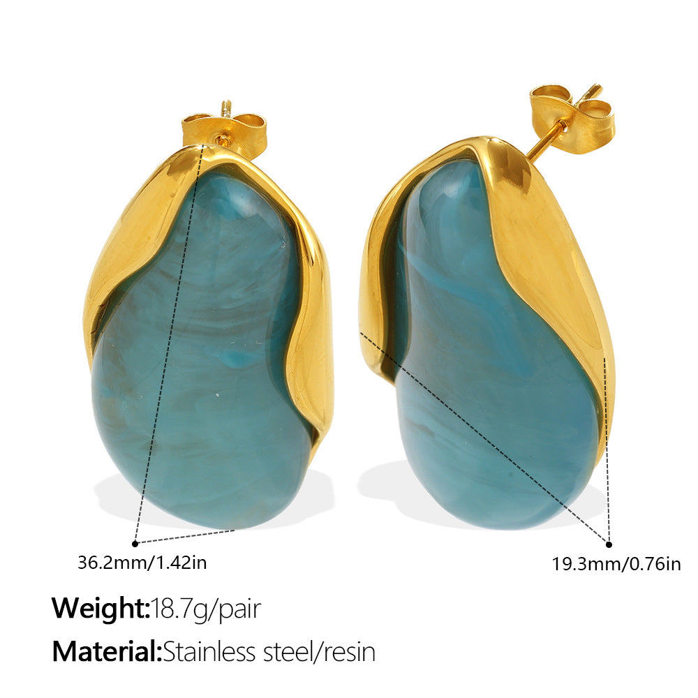Amber Gradient Gold-Edge Drop Earrings