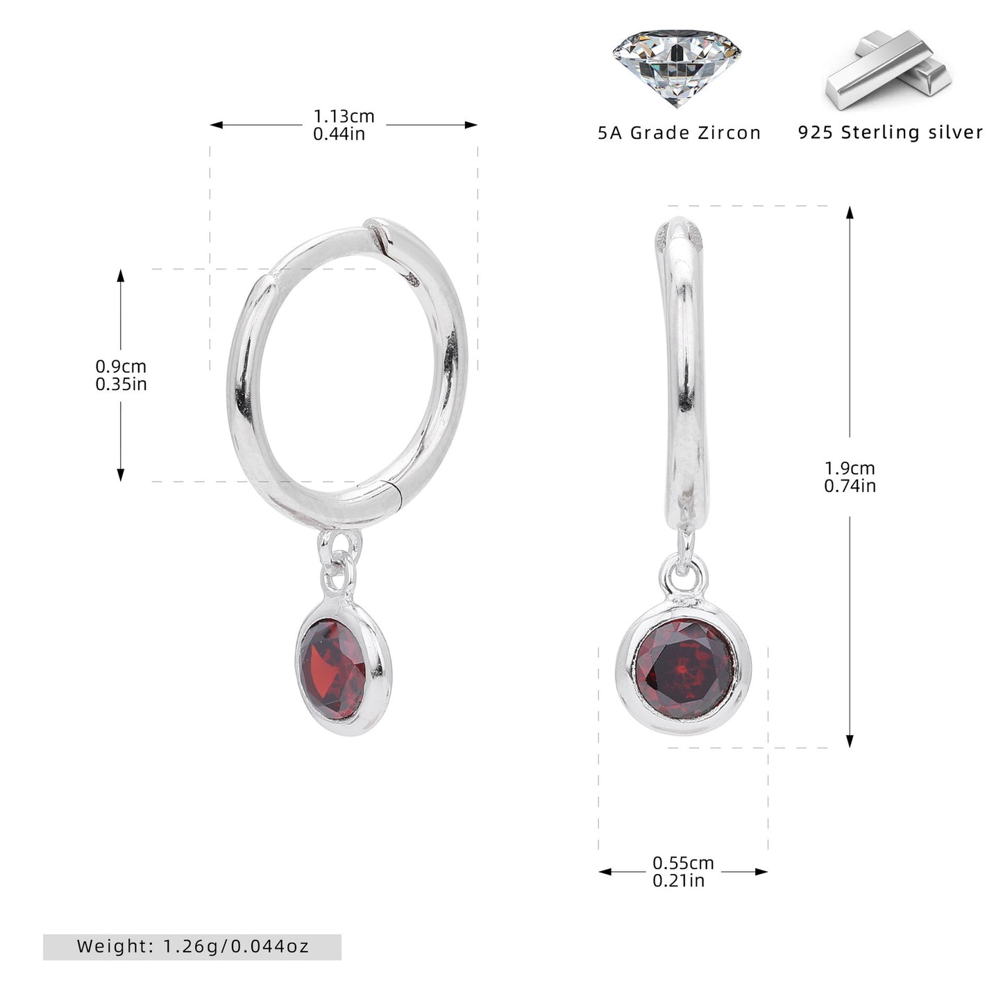 Birthstone  Round Gems Earrings