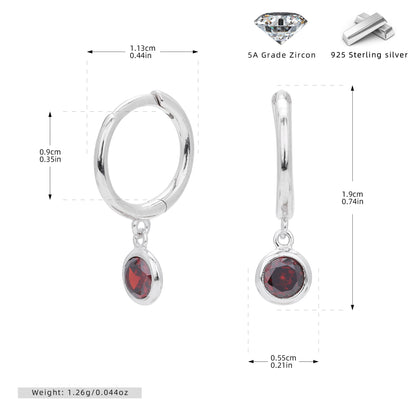 Birthstone  Round Gems Earrings