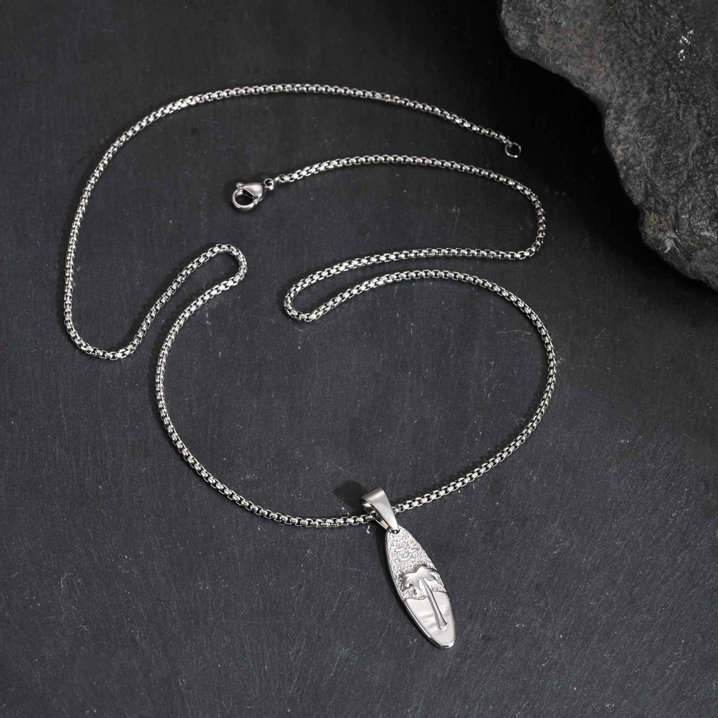 Coconut Tree Oval Pendant Necklace