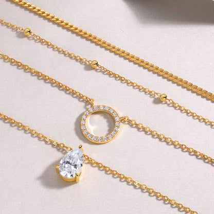 Pear-shaped Inlay Of Top-quality Moissanite, Luxurious And Fashionable, Minimalist Trend Jewelry, Silver Pendant Necklace, Collar Chain, S925 Silver Electroplated With Gold