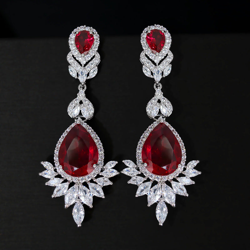 Water Drop Zircon Earrings High Sense Tassel Ear Clip
