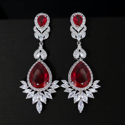Water Drop Zircon Earrings High Sense Tassel Ear Clip