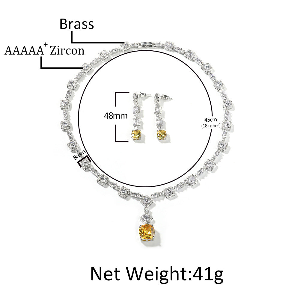 Lumière | Zircon Citrine Necklace & Earring Set for Women