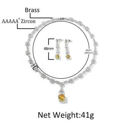 Lumière | Zircon Citrine Necklace & Earring Set for Women