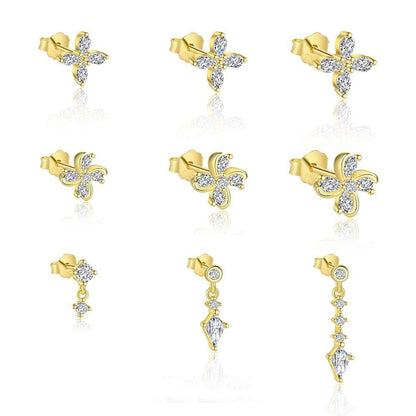 S925 Sterling Silver Four Leaf Clover Ear Stud