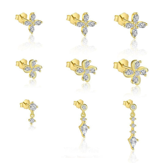S925 Sterling Silver Four Leaf Clover Ear Stud