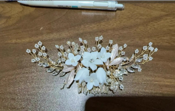 Bridal Headwear Accessories Ceramic Flower Hair Comb