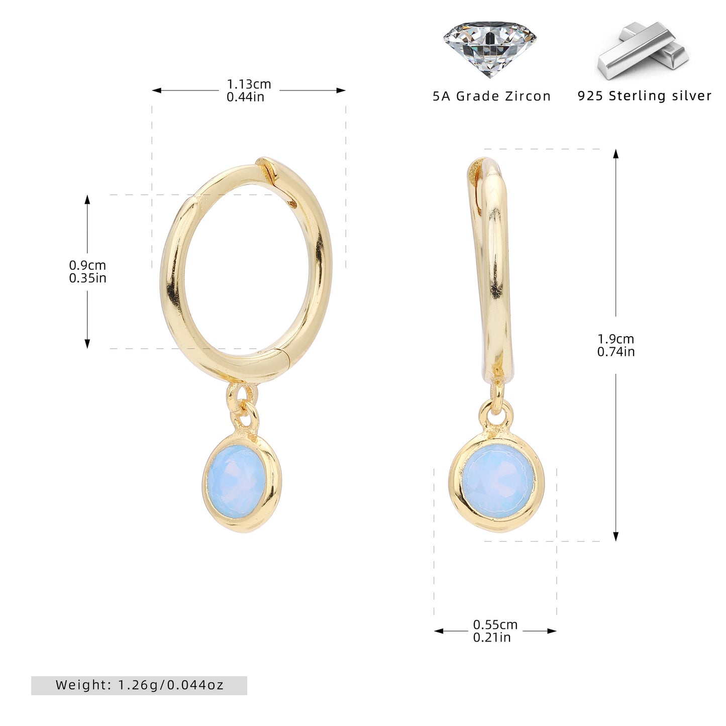 Birthstone  Round Gems Earrings