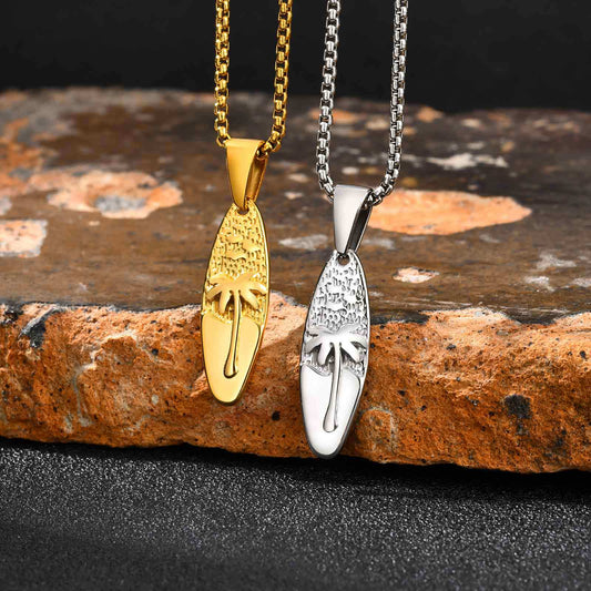 Coconut Tree Oval Pendant Necklace