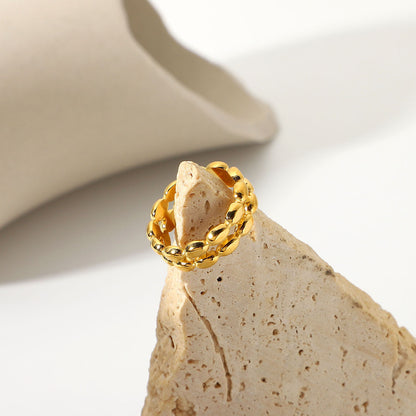 TAYLA 18K Gold Double  Oval Bean Ring