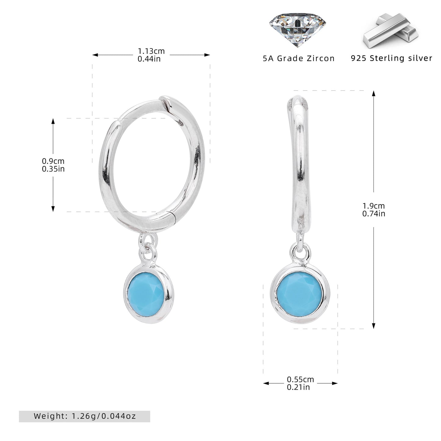Birthstone  Round Gems Earrings