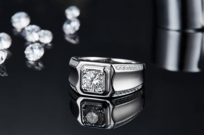 The Apex  1ct Moissanite Platinum-Plated 925 Silver Ring