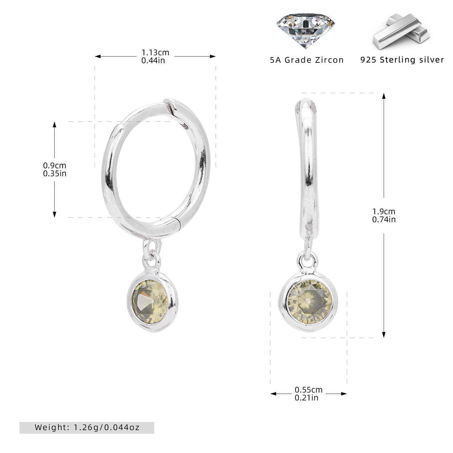 Birthstone  Round Gems Earrings