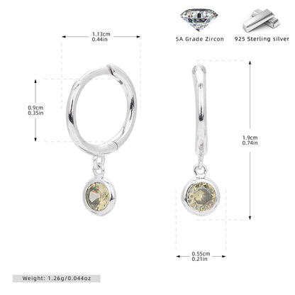 Birthstone  Round Gems Earrings