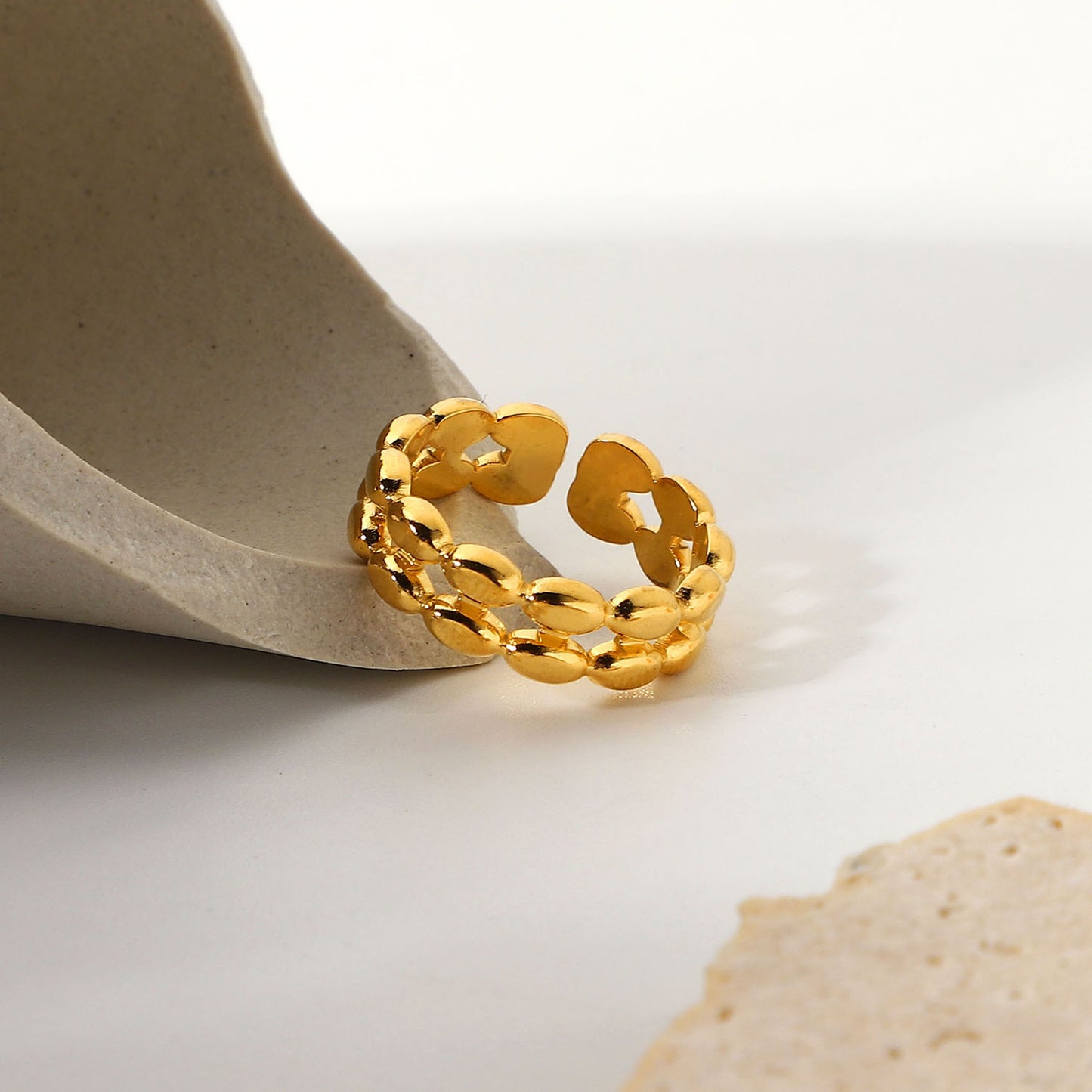 TAYLA 18K Gold Double  Oval Bean Ring
