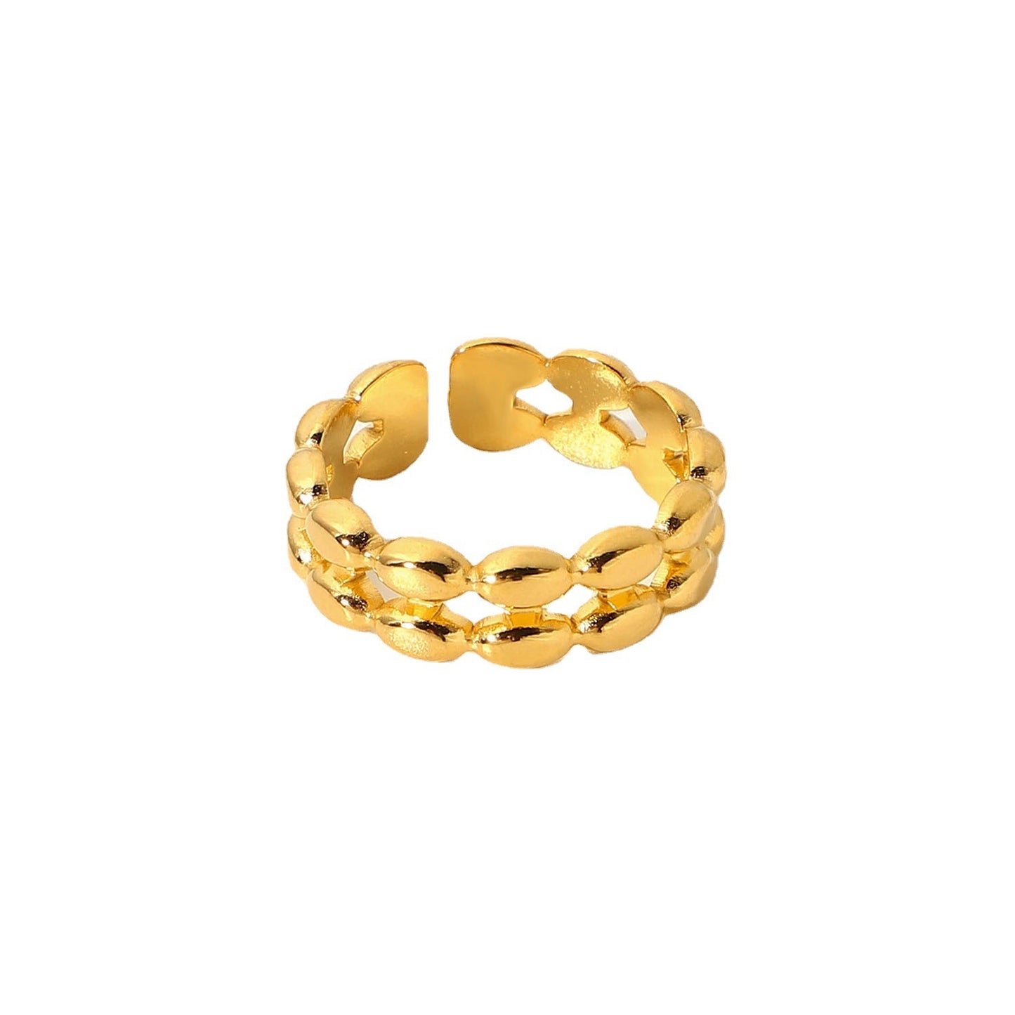 TAYLA 18K Gold Double  Oval Bean Ring
