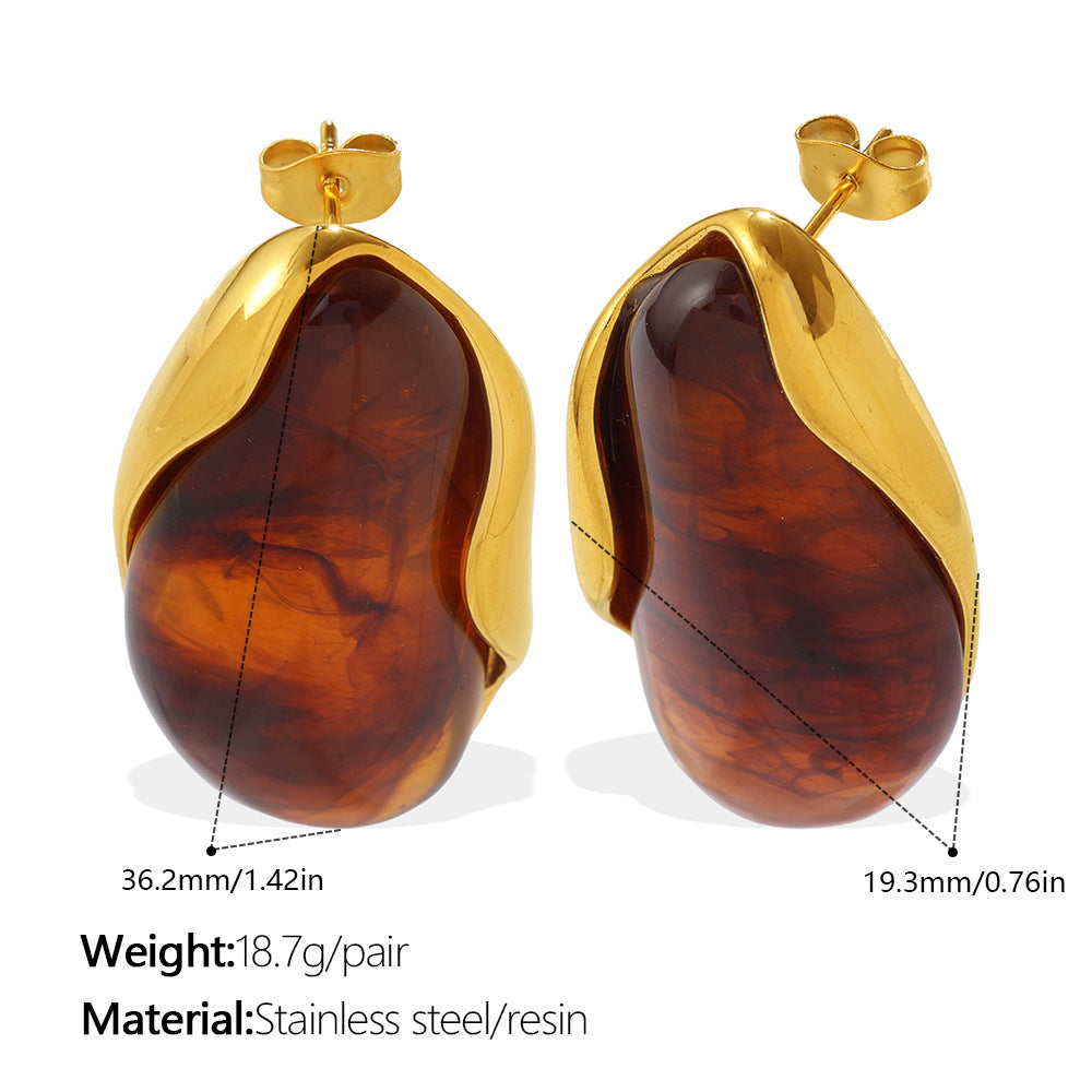 Amber Gradient Gold-Edge Drop Earrings