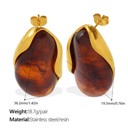 Amber Gradient Gold-Edge Drop Earrings