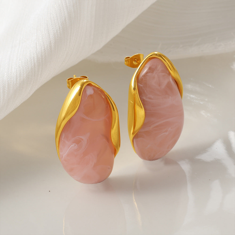 Amber Gradient Gold-Edge Drop Earrings