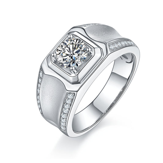 The Apex  1ct Moissanite Platinum-Plated 925 Silver Ring