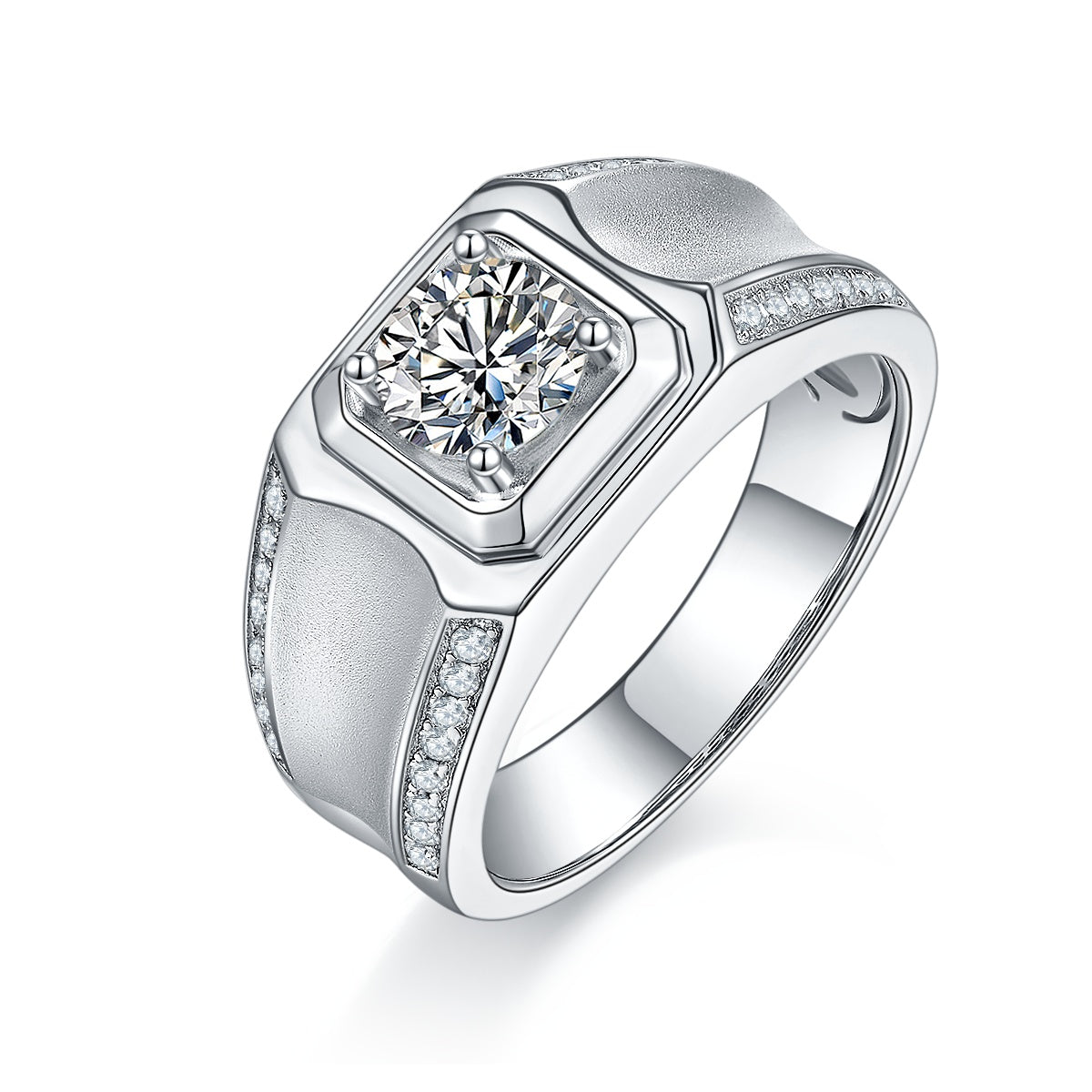 The Apex  1ct Moissanite Platinum-Plated 925 Silver Ring