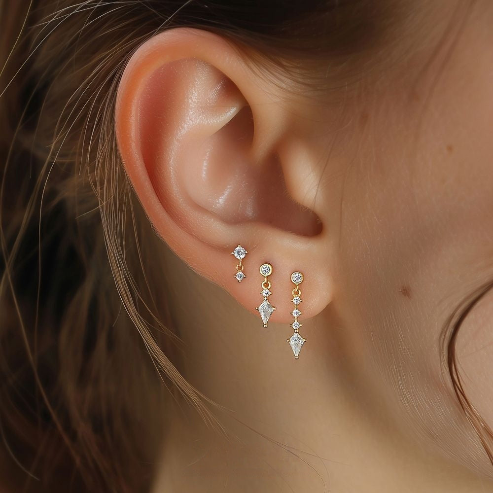 S925 Sterling Silver Four Leaf Clover Ear Stud