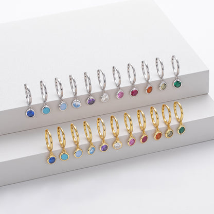 Birthstone  Round Gems Earrings