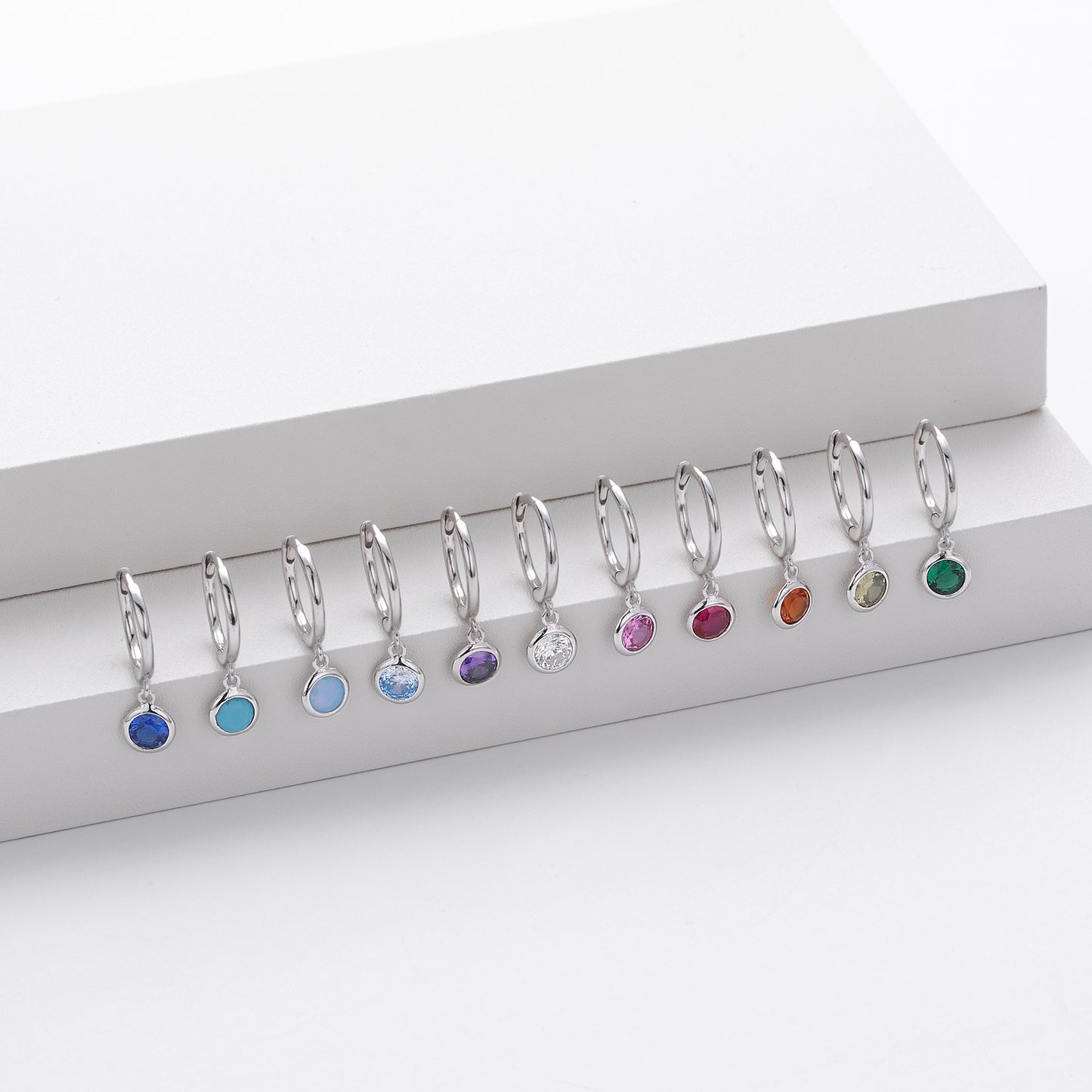 Birthstone  Round Gems Earrings