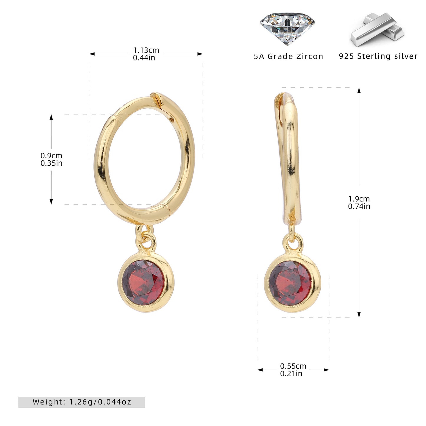 Birthstone  Round Gems Earrings