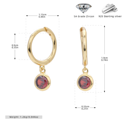 Birthstone  Round Gems Earrings