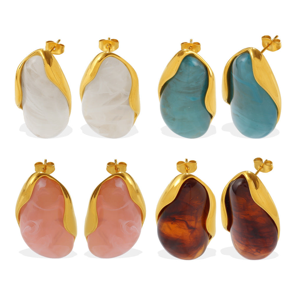 Amber Gradient Gold-Edge Drop Earrings