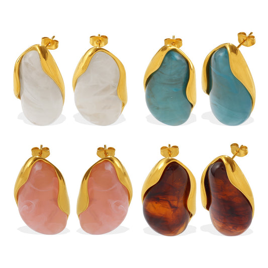 Amber Gradient Gold-Edge Drop Earrings