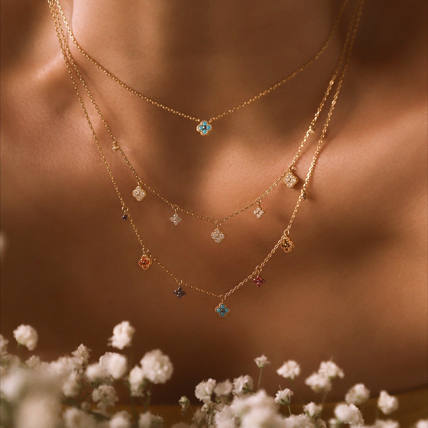FLORA Zircon Flower Bracelet & Necklace