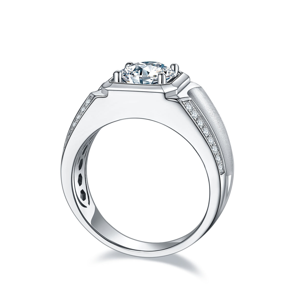 The Apex  1ct Moissanite Platinum-Plated 925 Silver Ring