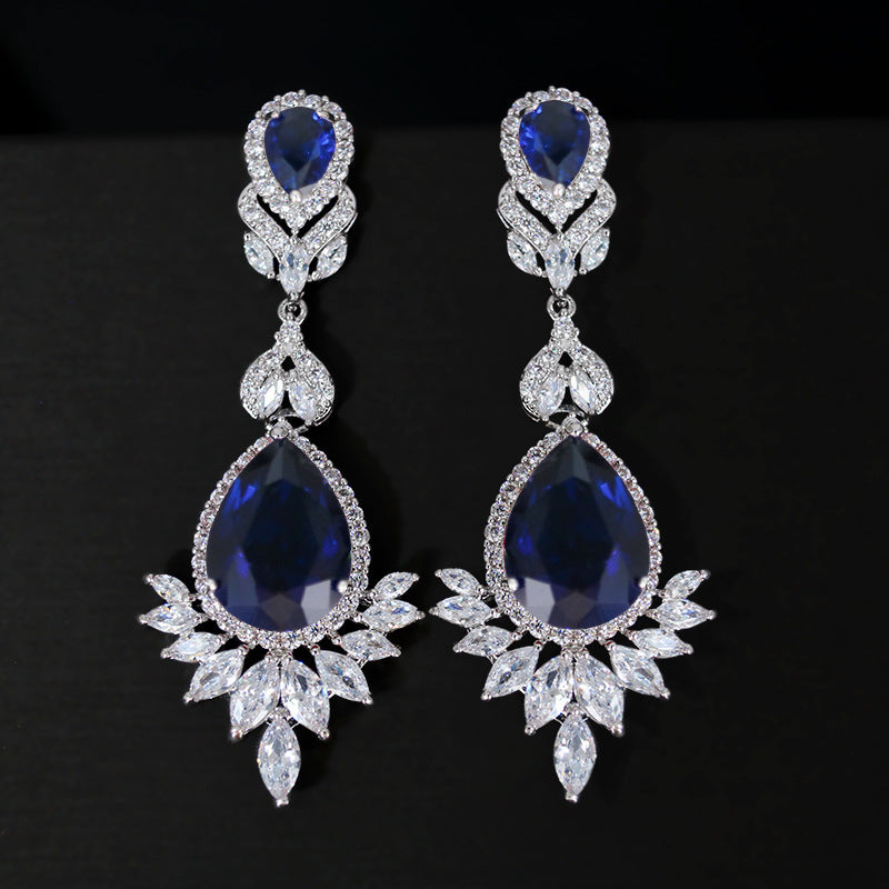 Water Drop Zircon Earrings High Sense Tassel Ear Clip