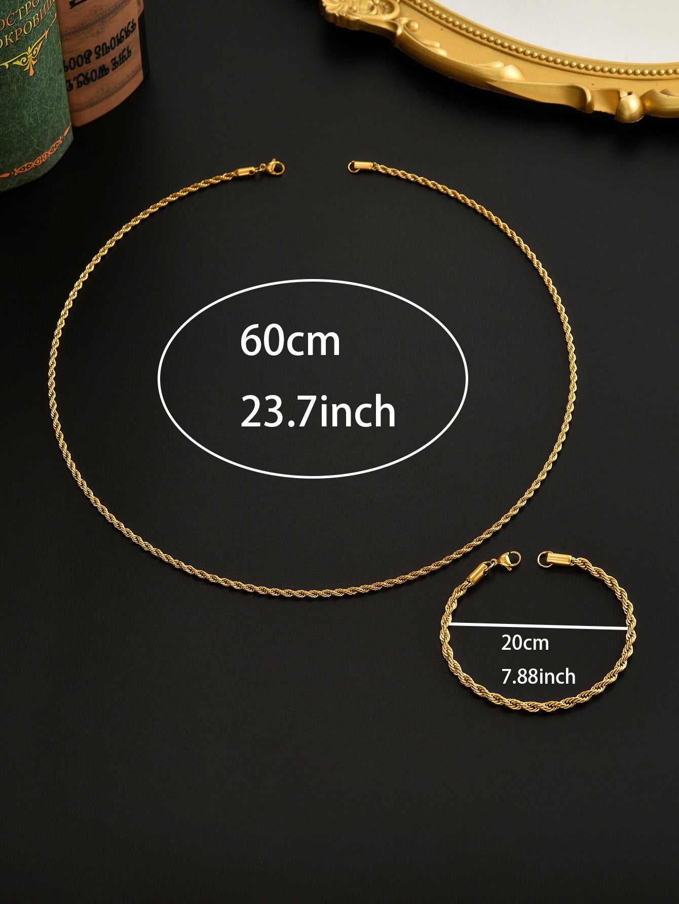 Twisted Rope Chain Set  Real Gold-Plated Stainless Steel