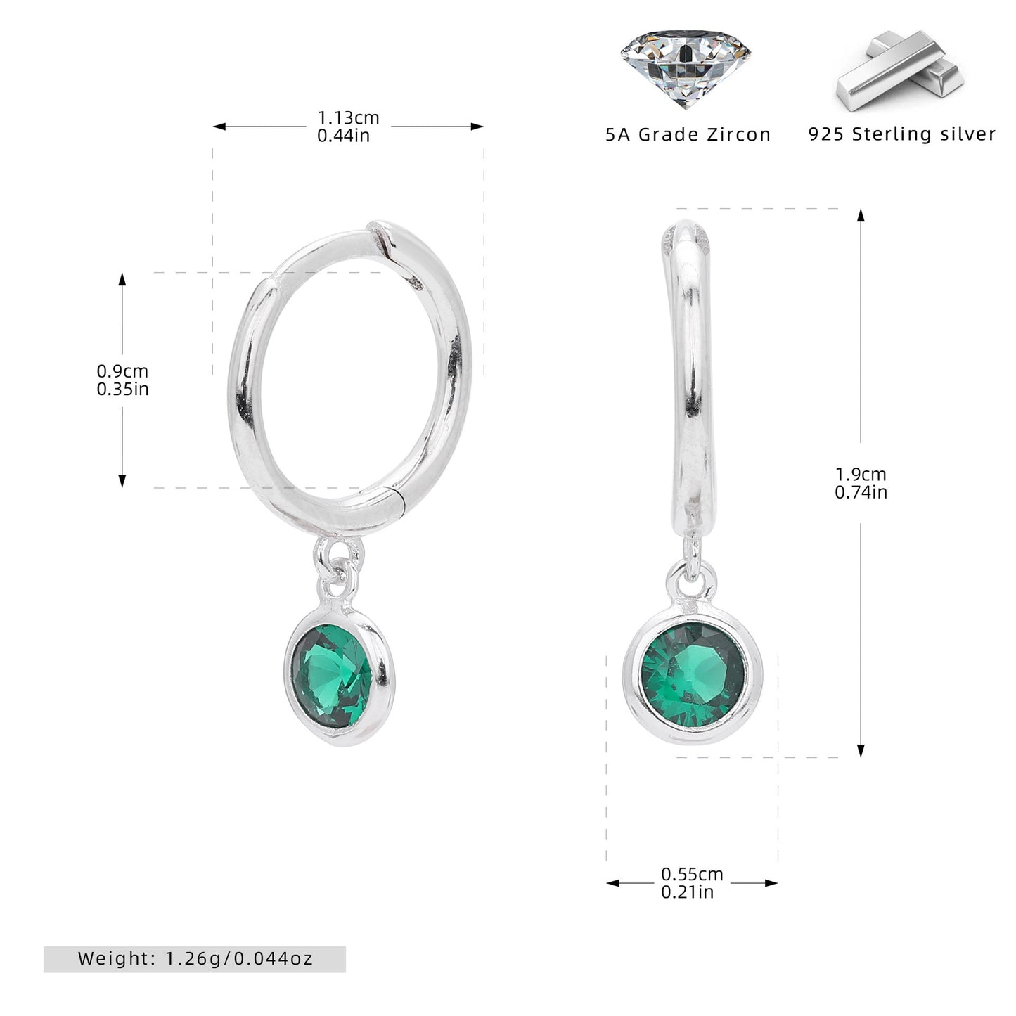 Birthstone  Round Gems Earrings