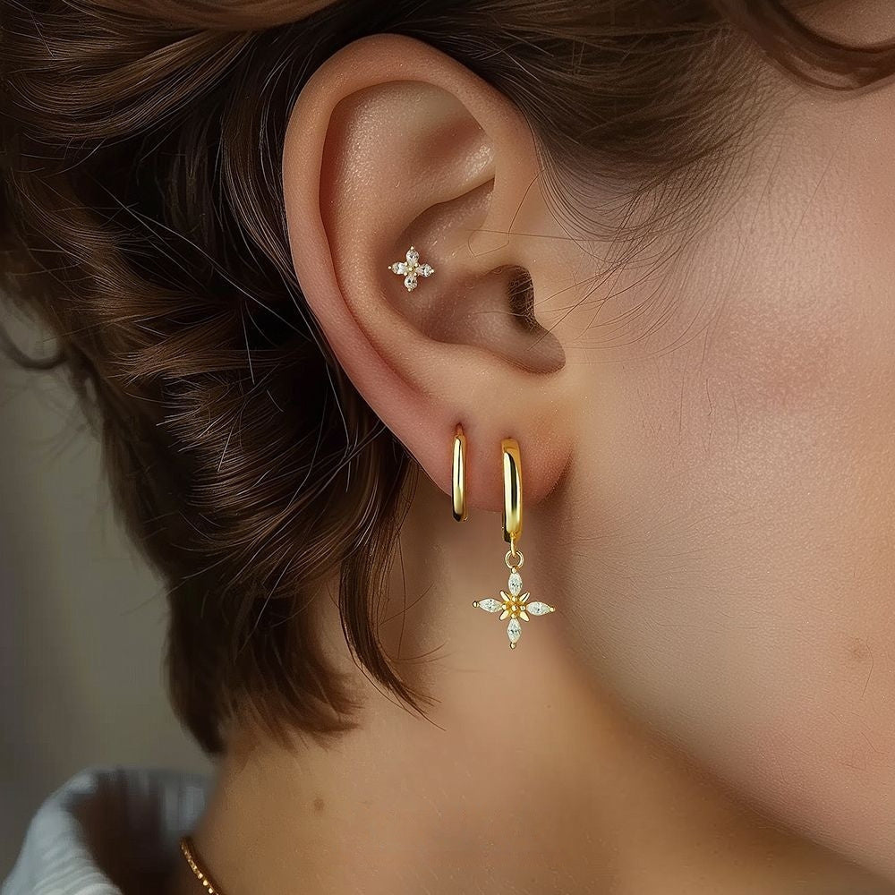 MORI | 925 Sterling Silver Four Leaf Clover  Earring