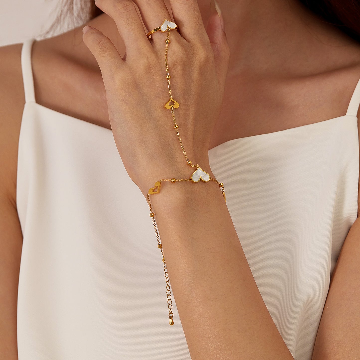 Stainless Steel Heart shaped Ring Bracelet