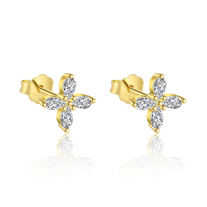 S925 Sterling Silver Four Leaf Clover Ear Stud