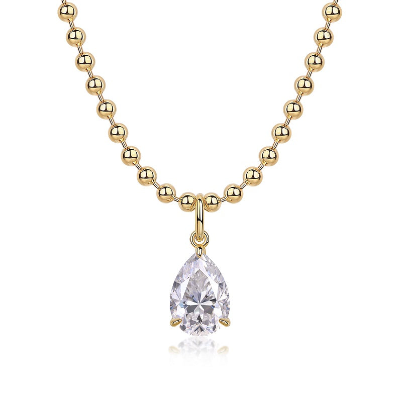 1Wish Light - A Fashionable And Trendy Diamond Jewelry Necklace Pendant Set With Pear-shaped Moissanite S925 Sterling Silver And Gold Plating Prohibit TikTok sales