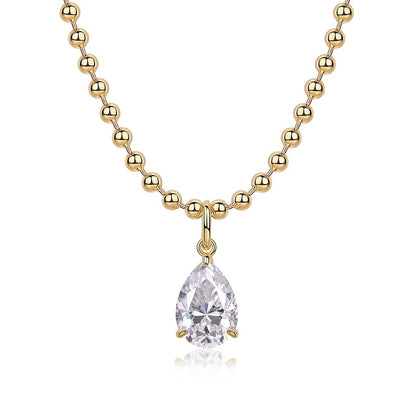 1Wish Light - A Fashionable And Trendy Diamond Jewelry Necklace Pendant Set With Pear-shaped Moissanite S925 Sterling Silver And Gold Plating Prohibit TikTok sales