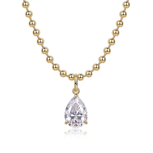 1Wish Light - A Fashionable And Trendy Diamond Jewelry Necklace Pendant Set With Pear-shaped Moissanite S925 Sterling Silver And Gold Plating Prohibit TikTok sales