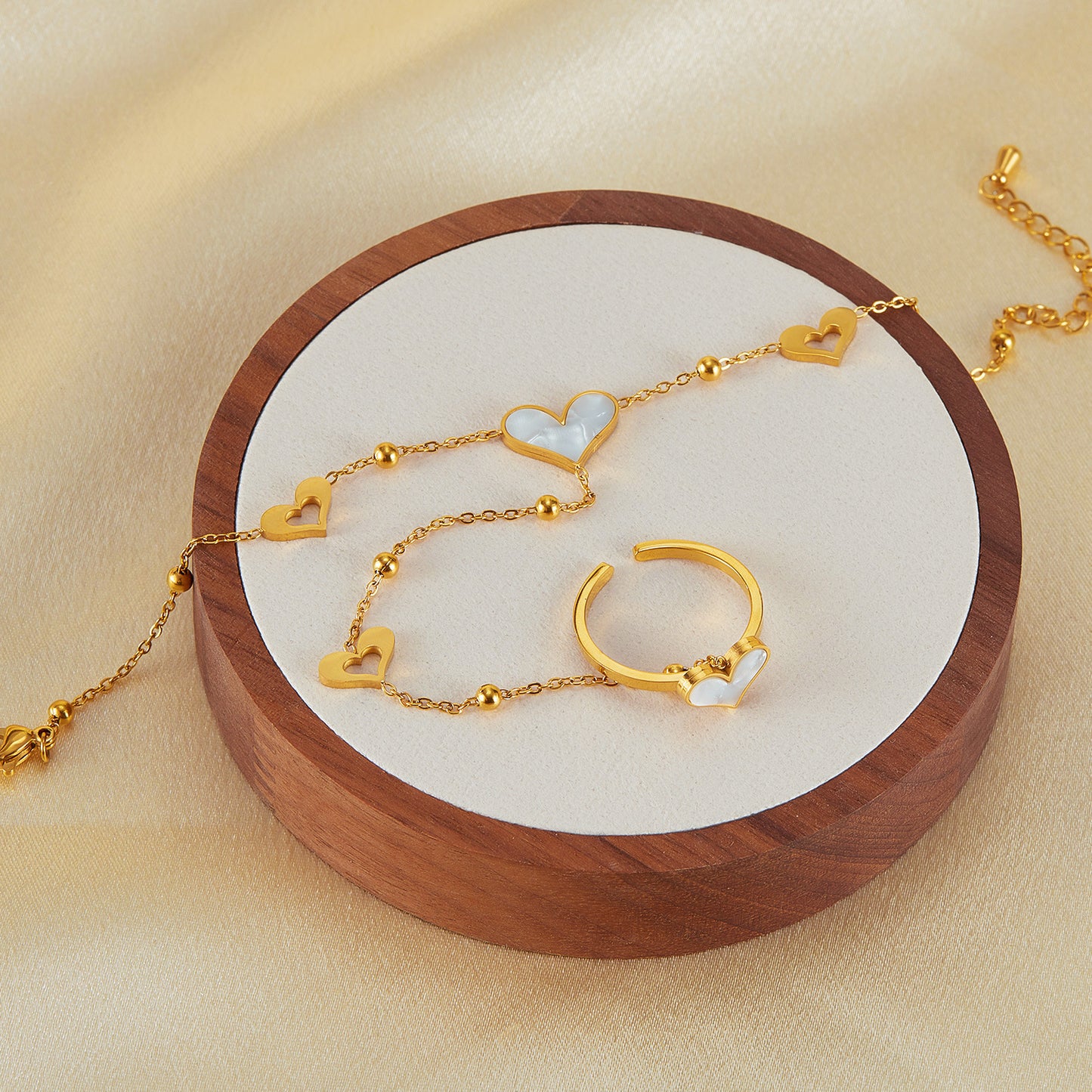 Stainless Steel Heart shaped Ring Bracelet