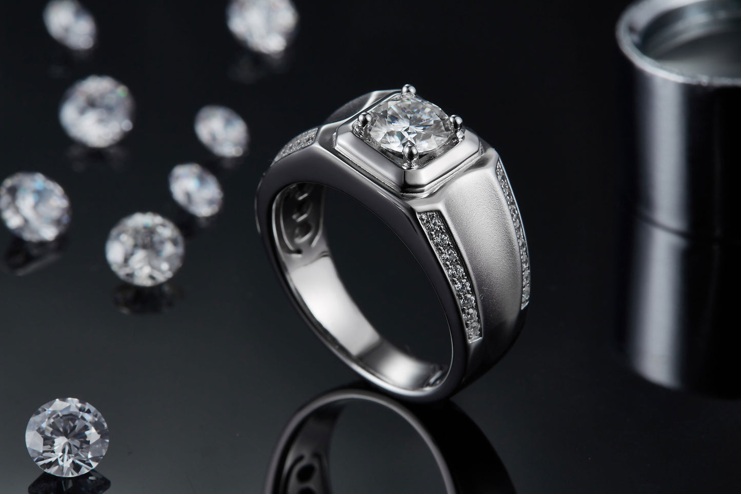 The Apex  1ct Moissanite Platinum-Plated 925 Silver Ring