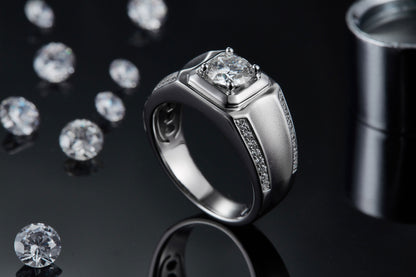 The Apex  1ct Moissanite Platinum-Plated 925 Silver Ring