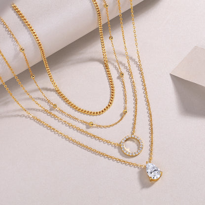 Pear-shaped Inlay Of Top-quality Moissanite, Luxurious And Fashionable, Minimalist Trend Jewelry, Silver Pendant Necklace, Collar Chain, S925 Silver Electroplated With Gold