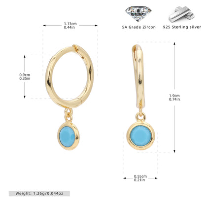 Birthstone  Round Gems Earrings